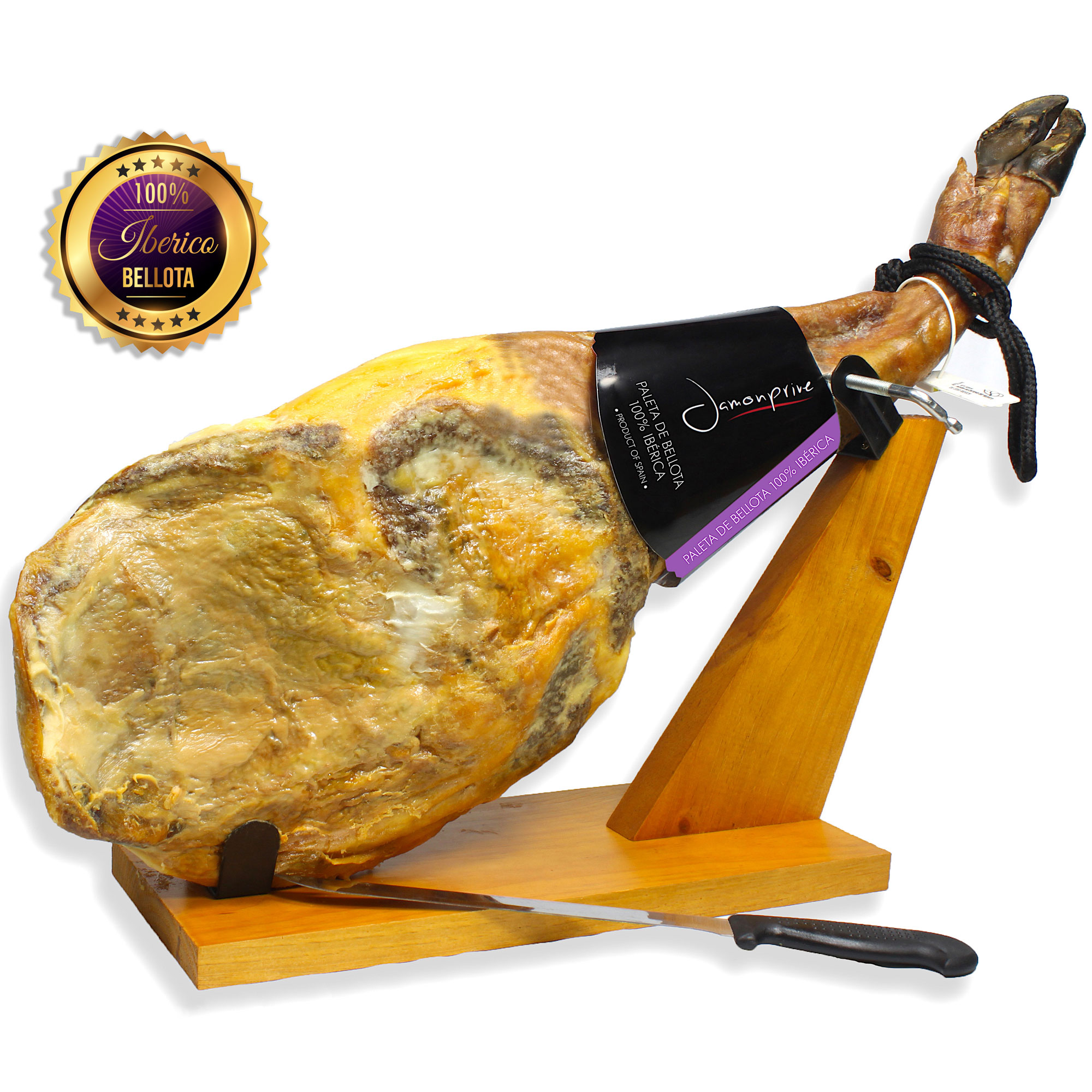 Bellota Ham 100% Iberian Pata Negra cut with knife